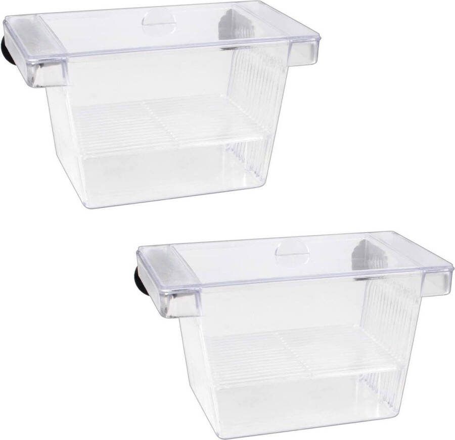 2PCS Plastic Kweek Vijver Aquarium Kweek Incubator Box Broedmachine Vis Isolatie Doos met 4pcs Zuignap Kweekbak