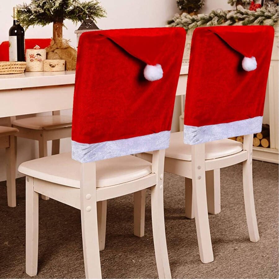 2stuks 50 cm x 60 cm kerststoelhoezen kerstdecoratie voor de eettafel voor keuken Kerststoelhoezen Universele Stretch Stoelhoes