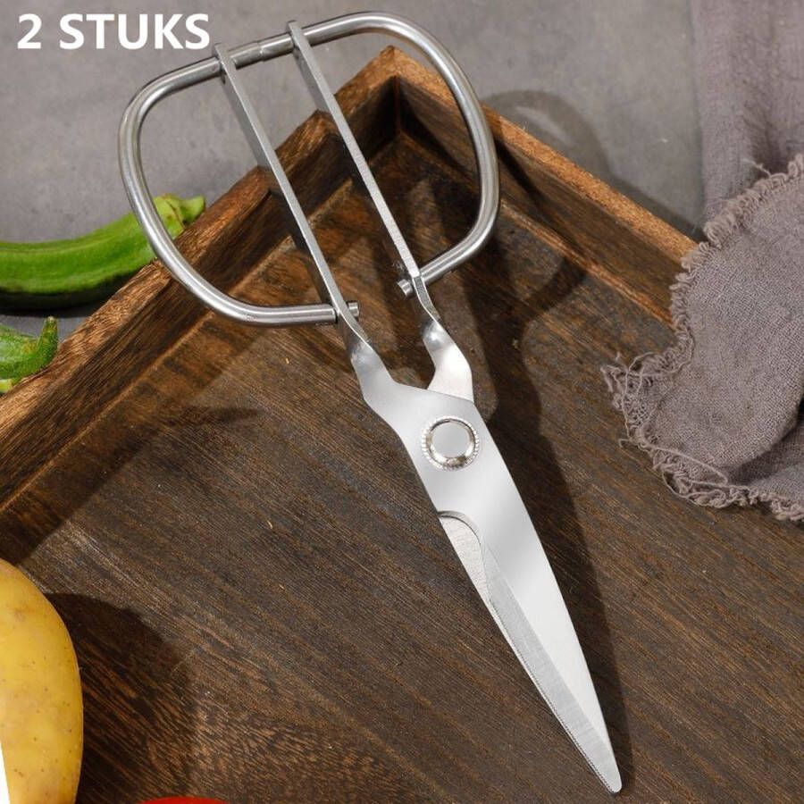 2stuks RVS Multifunctionele Keukenschaar Efficiënt Knippen en Bereiden Ideaal voor Vlees Duurzaam Scherp en Ergonomisch
