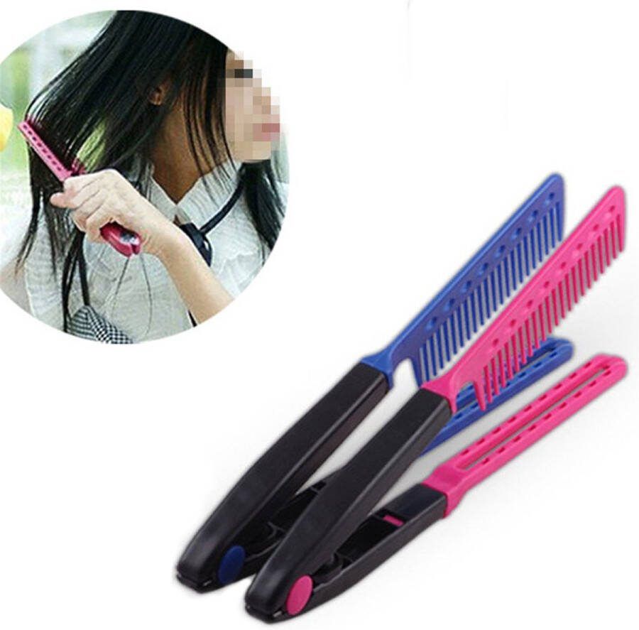 2Stuks Salon Accessoires DIY Salon Haarborstel Kammen Haarstyling Haar Stijltang V Vormige Rechte Kam Haar Kam Haarstyling Kam Haar Krullen