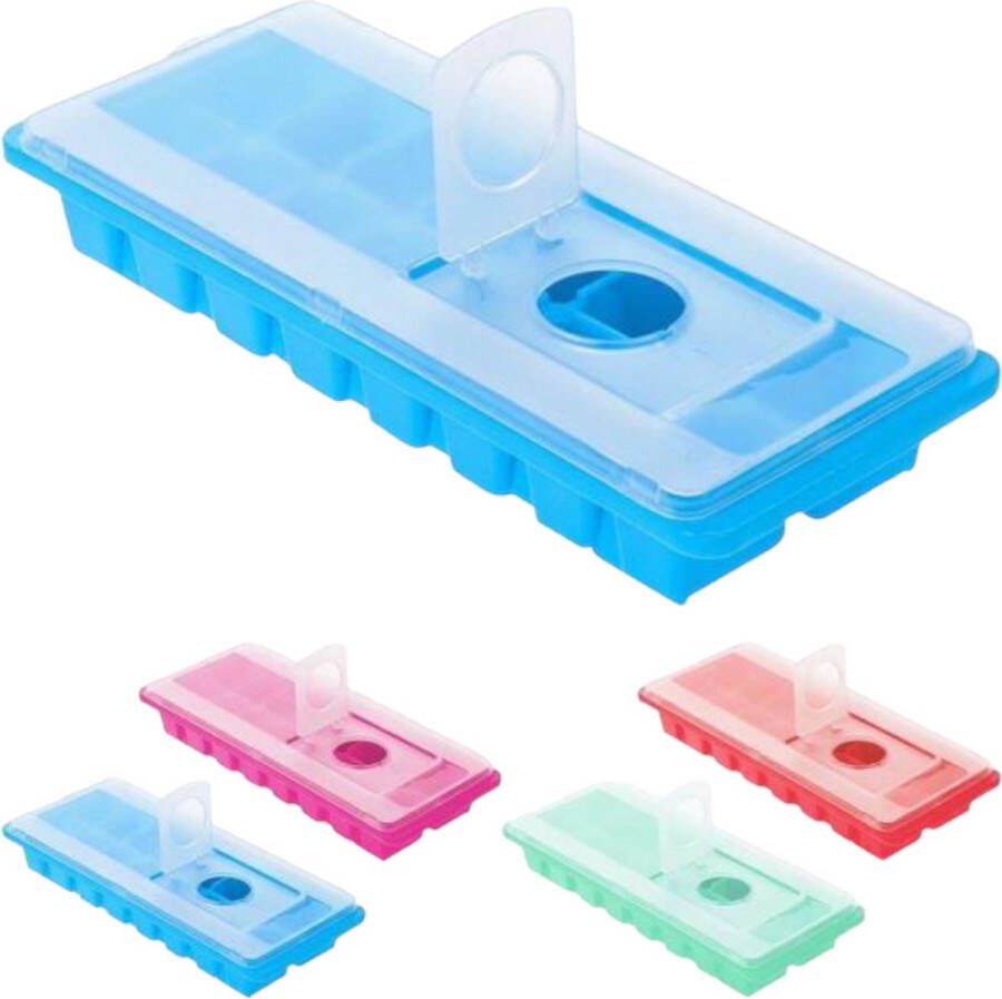 2x Blauwe ijsblokjes maker met deksel IJsblokjes vorm ijsklontjes vorm met deksel