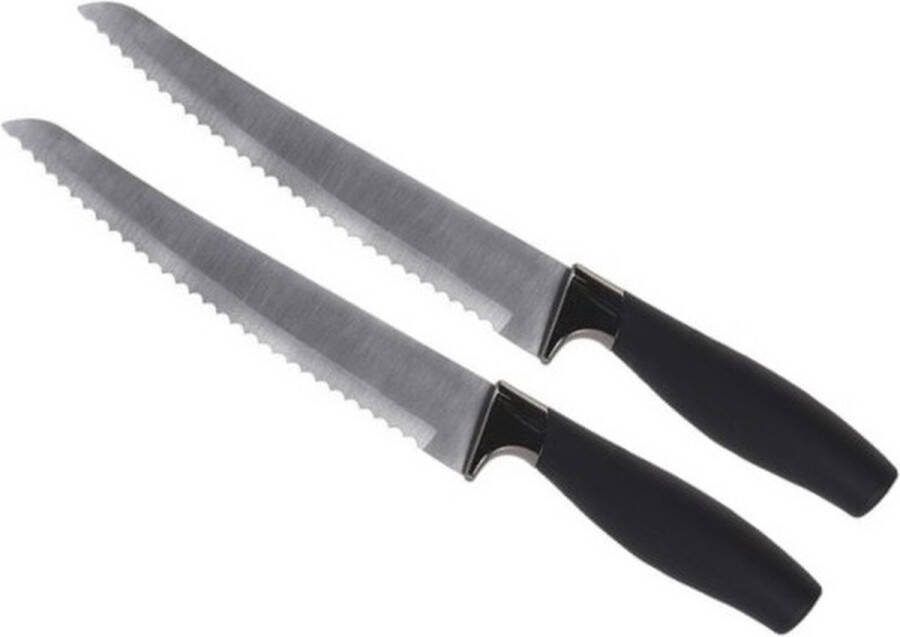 Merkloos Sans marque 2x Broodmessen RVS 33 cm Keukenbenodigdheden Broodmessen Kartelmessen Keukenmessen