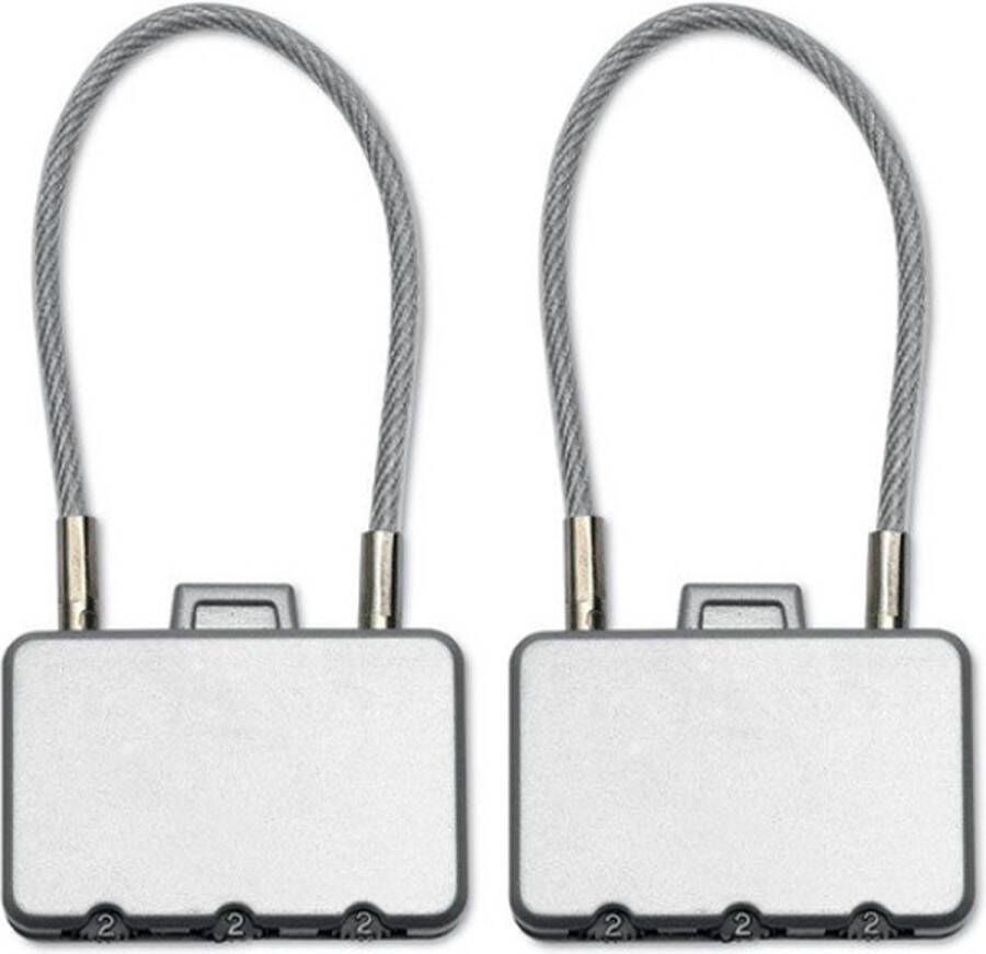 2x Cijferslot 3 cijferig Kwaliteits Hangslot Bagageslot Kofferslot Kabelslot Reisslot Backpackslot Zilver Gratis Verzonden