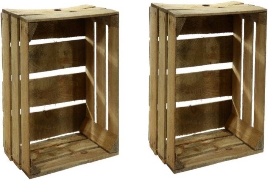 2x Gebruikte houten fruitkisten 30 x 40 x 50 cm Decoratie voor huis en tuin