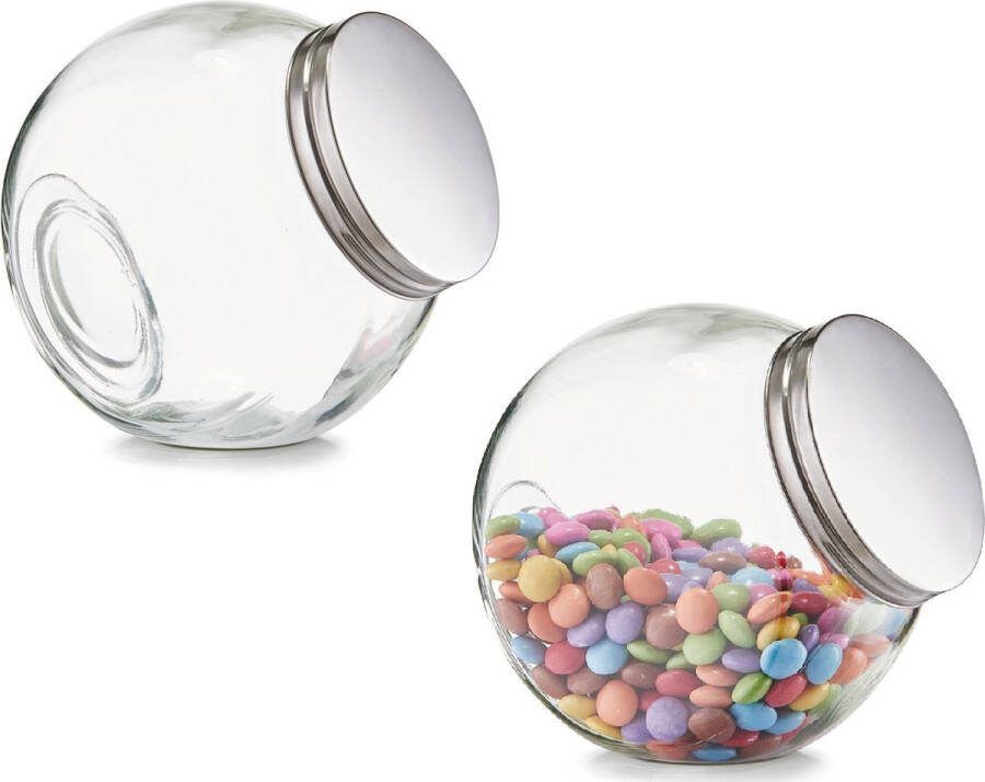 2x Glazen voorraadpotten snoeppotten 1200 ml 15 x 10 cm Zeller Keukenbenodigdheden Bewaarpotten voorraadpot Snoeppot Voedsel bewaren