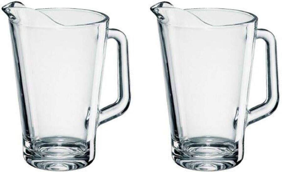 2x Glazen water karaffen van 1 5 L Conic- Sapkannen waterkannen schenkkannen Pitcher Pitchers