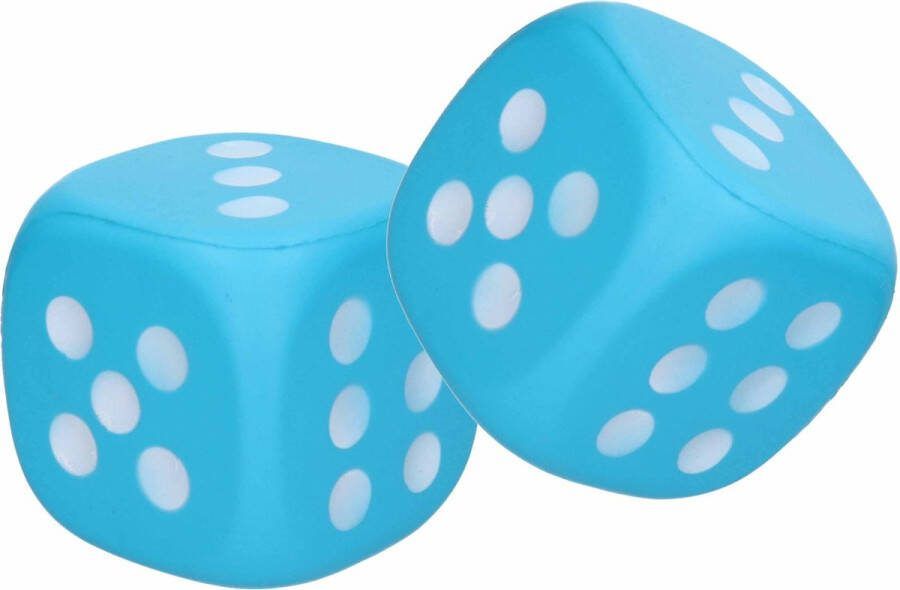 2x Grote foam dobbelsteen dobbelstenen blauw 12 cm Dobbelspellen Spelletjes met dobbelstenen