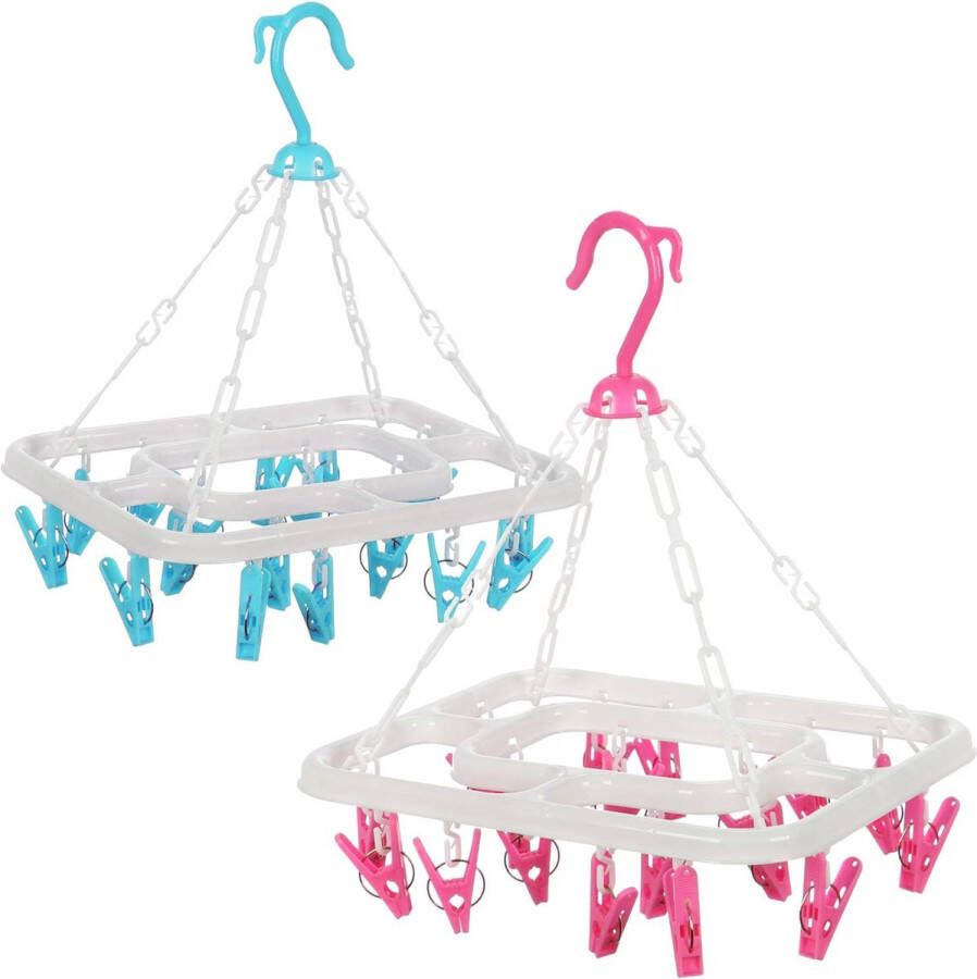 2x Hang-droger met 18 klemmen Mini-droger om op te hangen Droger voor sokken [selectie varieert] (wit)