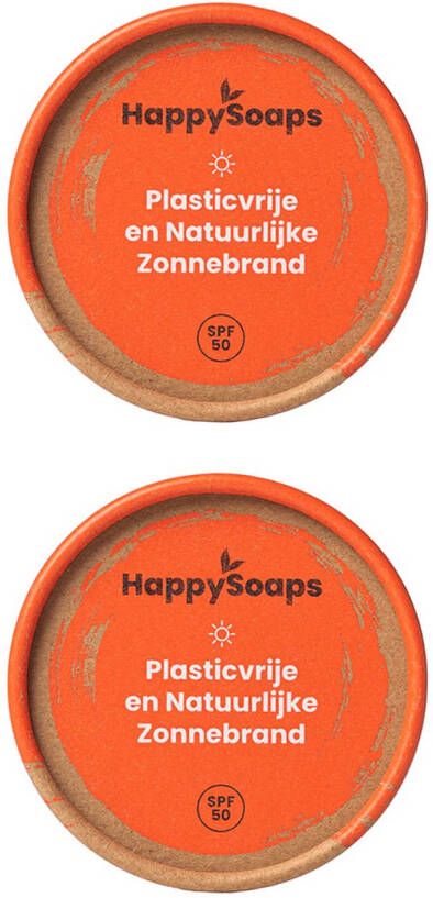 2x HappySoaps Natuurlijke Zonnebrand Minerale SPF 50 Soothing Citrus Zeer Hoge UVA en UVB Bescherming Geschikt Voor Kinderen 100% Plasticvrij Vegan & Natuurlijk 50gr