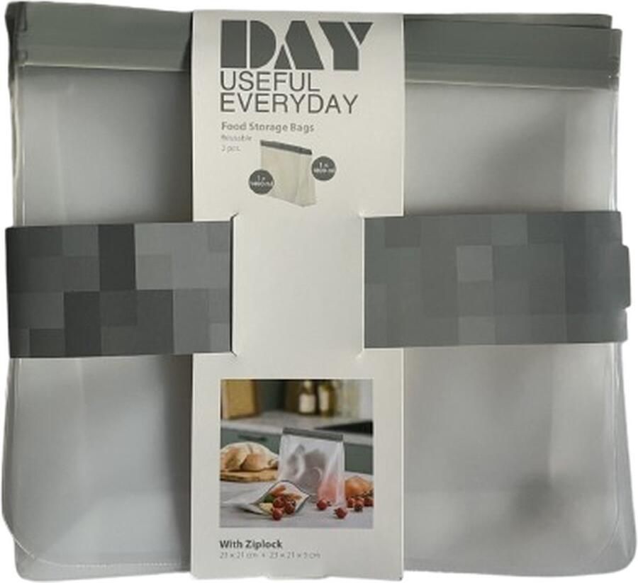 2x Herbruikbare Duurzame Zip Lock Bags Vershoudzakken Boterhamzakjes Opberg Reizen Herbruikbaar Douane Handbagage Diepvrieszakjes Voedingszakjes Zakje