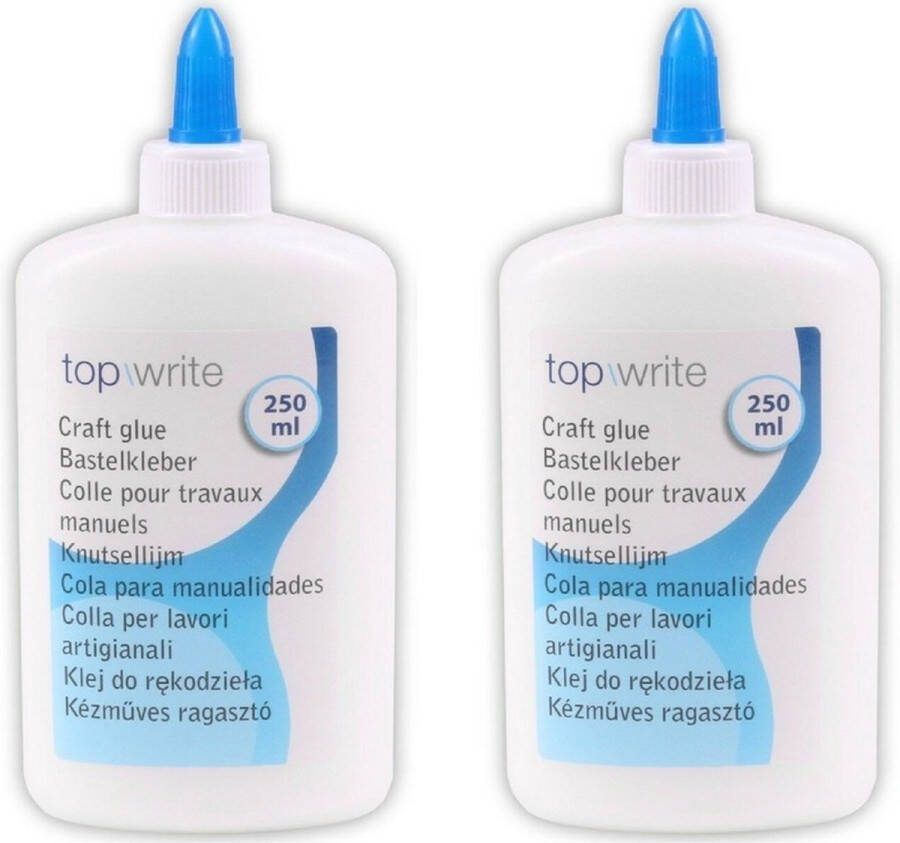 2x Hobby lijm wit 250 ml Witte knutsellijm Hobby knutsel school lijm voor kinderen