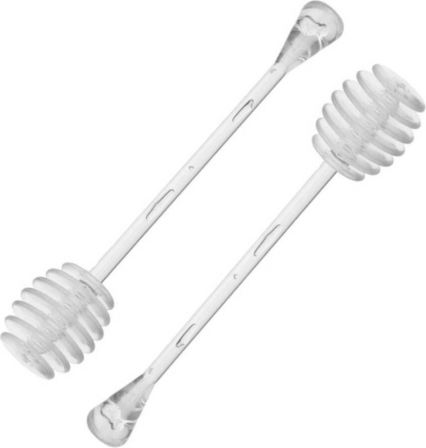 Merkloos Sans marque 2x Honing lepels van kunststof 17 cm Keukenbenodigdheden Honinglepel honingdipper Lepel voor honing