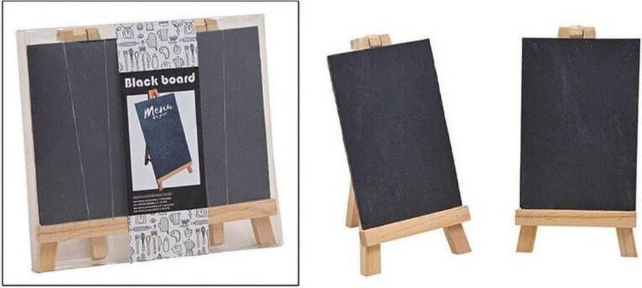 2x Krijtbordjes voor memo's en teksten van hout Formaat: 21 x 20 cm Krijtborden schoolborden Schilderezels