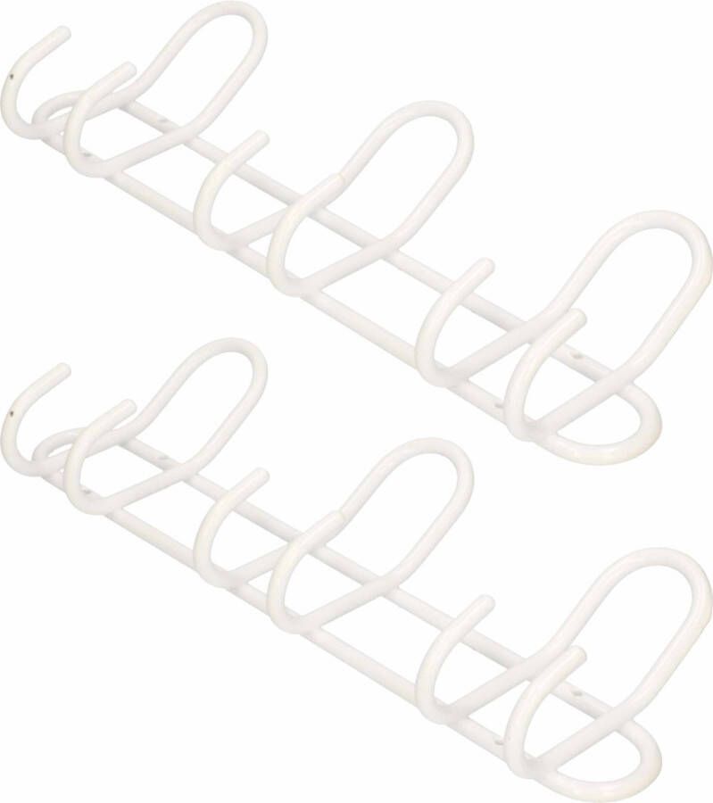Merkloos Sans marque 2x Luxe kapstokken jashaken met 3x dubbele haak hoogwaardig aluminium 14 5 x 40 cm witte wandkapstokken garderobe haakjes deurkapstokken