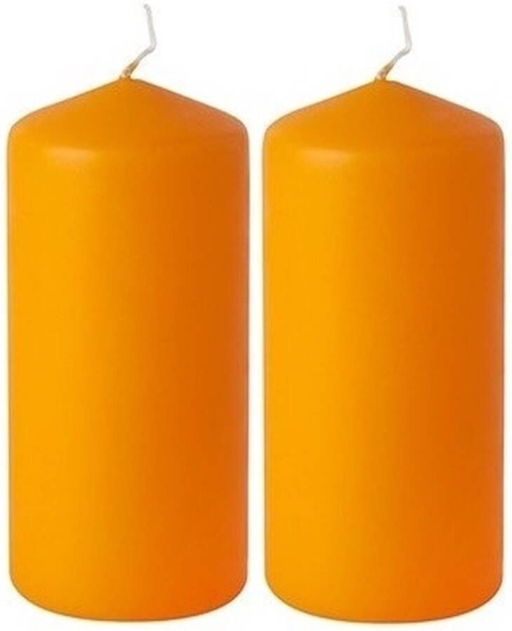 Merkloos Sans marque 2x Oranje stompkaars 15 cm 45 branduren oranje decoratie kaarsen Woondecoratie Woonaccessoires