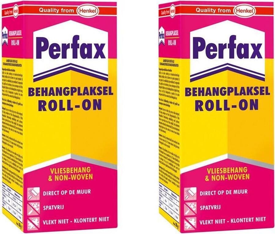 2x pakken Perfax roll-on behanglijm voor vliesbehang 200 gram Behangen Behangplaksel Papier mache Surprises knutselen