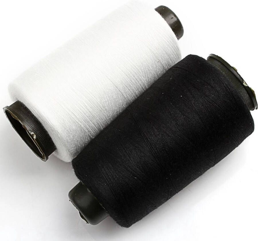 2x Polyester Naaigaren set Wit en Zwart – 450 m Draad voor de Naaimachine of de Hand