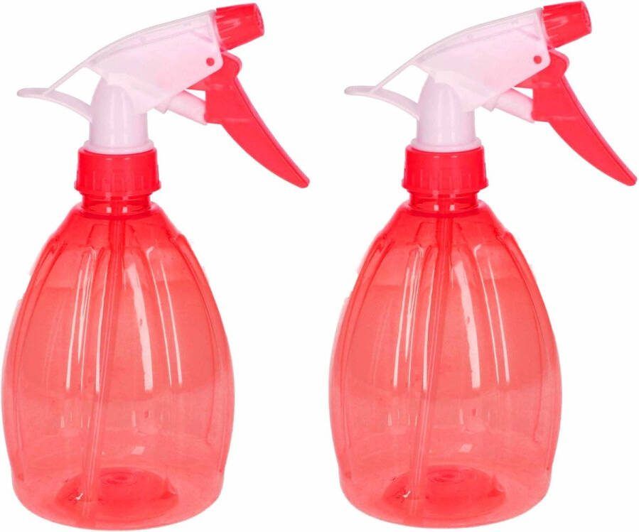 2x Rode plantenspuiten 500 ml Tuinbenodigdheden Waterverstuiver Plantensproeiers plantenspuiten