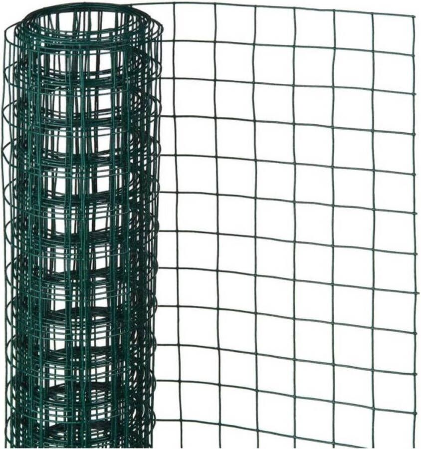 Nature 2x rollen tuinhek vierkant gaas groen 50 x 500 cm gegalvaniseerd staaldraad met UV bestendige coating tuingaas