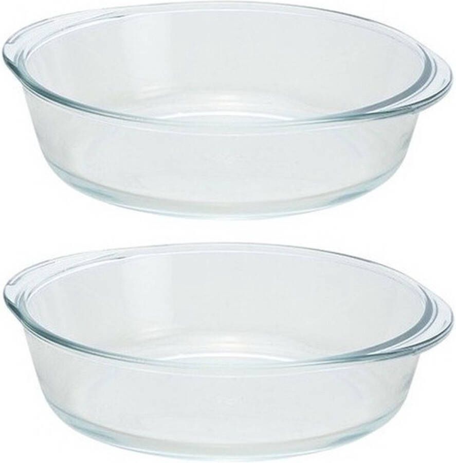 Merkloos Sans marque 2x Ronde ovenschalen glas 1 5 liter Braadsledes ovenschalen