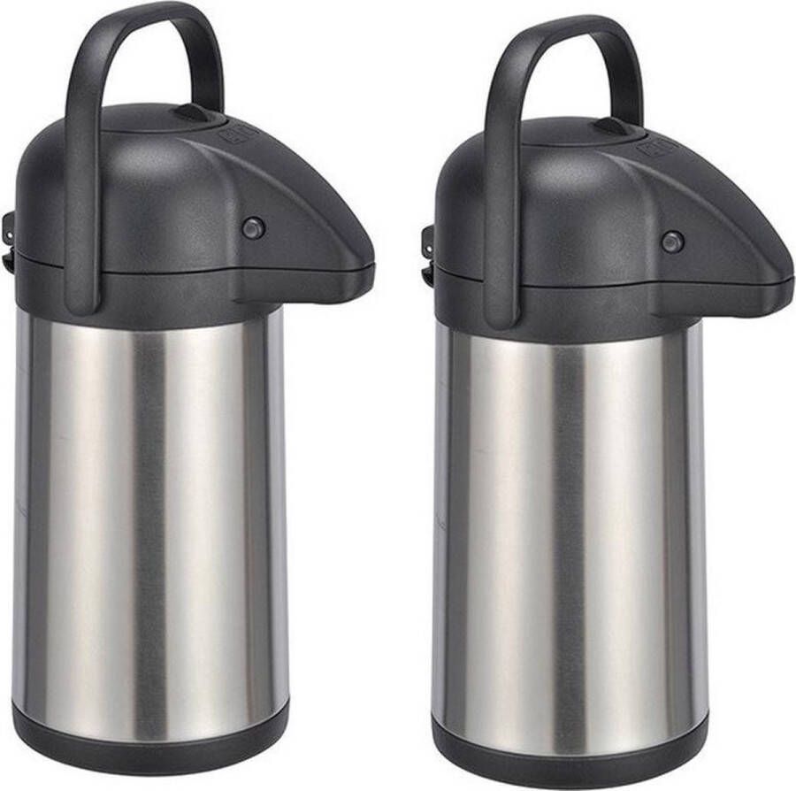 2x RVS thermoskannen isoleerkannen 2 liter Koffiekannen theekannen isoleerkan thermoskan Koffie thee meenemen