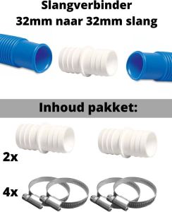 2x Slangverbinder slangkoppeling 32mm naar 32 mm Intex Bestway zwembadslang koppeling