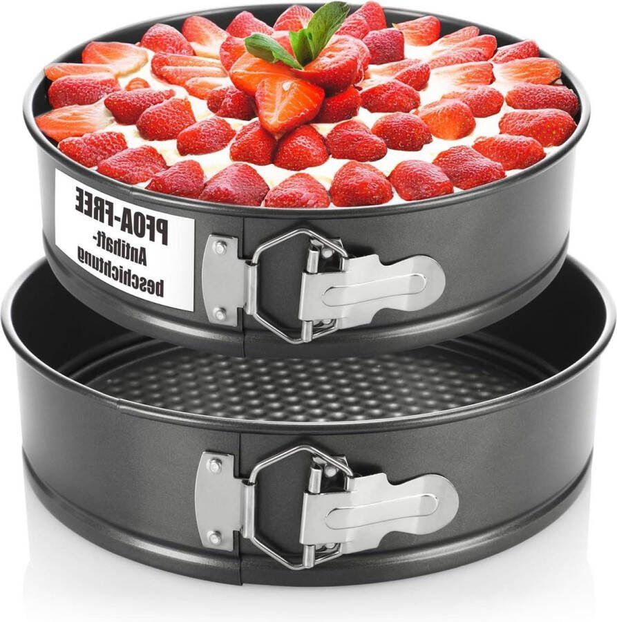 2x Springvorm Bakvorm met Vlakke Bodem voor Ovens tot 220°C Opspanbakvorm Ø 24 en 26 cm Taartvorm met PFOA-vrije Antiaanbaklaag (02-delig Springvormset) Springvorm