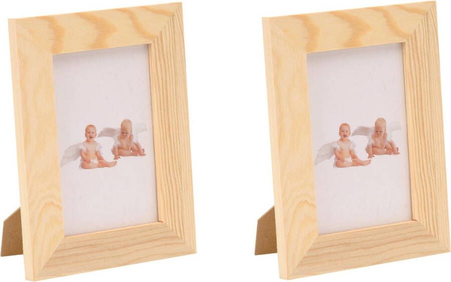 2x stuks houten fotolijsten fotolijstjes 14.5 x 19.5 cm DIY hobby knutselmateriaal Fotolijst fotolijstje fotoframe Knutselen