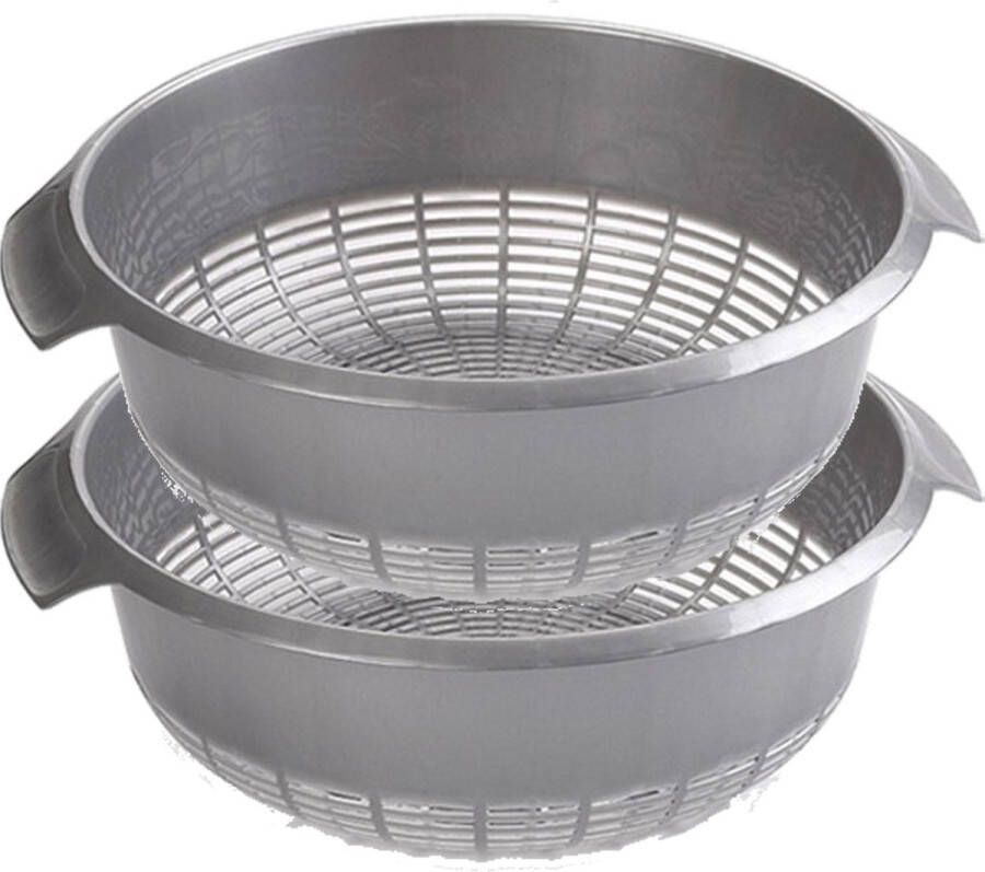 PLASTICFORTE 2x stuks 1x Kunststof vergiet zilver 37 x 23 x 9 cm Plastic vergieten keuken accessoires