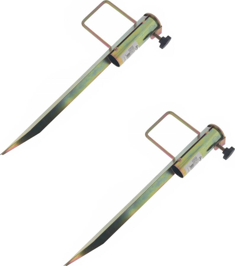 Merkloos Sans marque 2x stuks metalen parasolhouder parasolboren 45 cm parasolhouder voor strand tuin picknick parasolvoet parasolstandaard