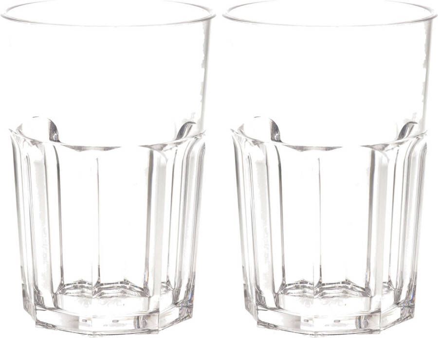 Merkloos Sans marque 2x stuks onbreekbaar retro drink glas transparant kunststof 45 cl 450 ml Onbreekbare drinkglazen