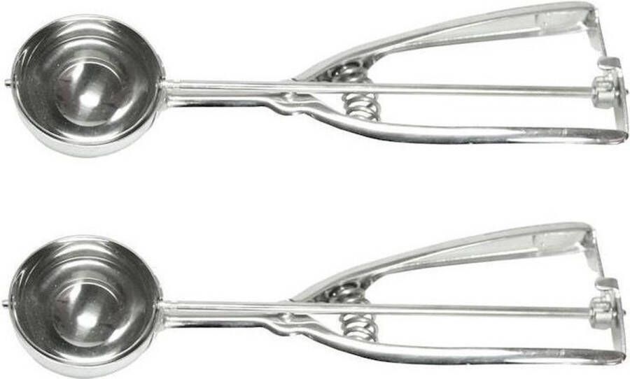 2x stuks RVS ijsschep ijsboltang ijstang ijsproportioneerlepels voor schepijs