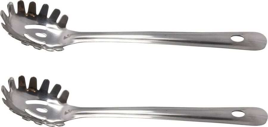 Merkloos Sans marque 2x Stuks RVS opscheplepels voor spaghetti 31 cm Pastalepels spaghettilepels Spaghetti serveren Keukengerei