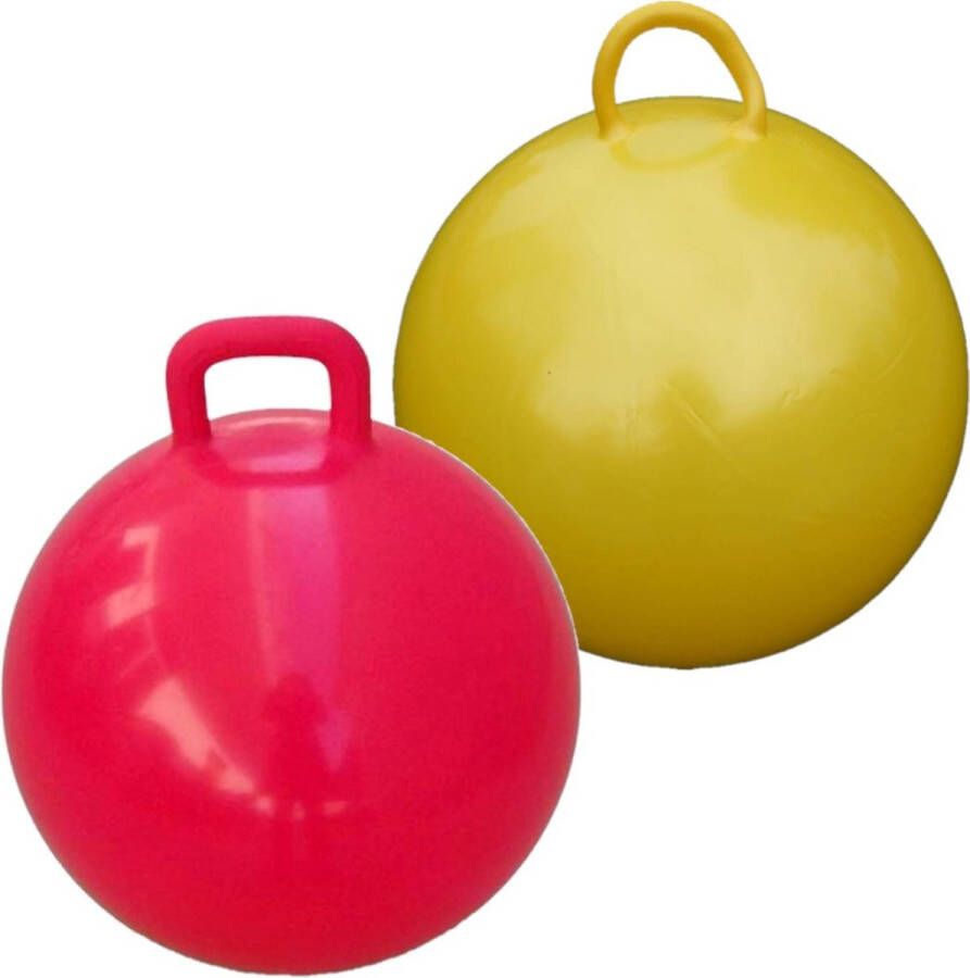 Merkloos Sans marque 2x stuks skippyballen voor kinderen geel en rood 60 cm Zomer buiten speelgoed