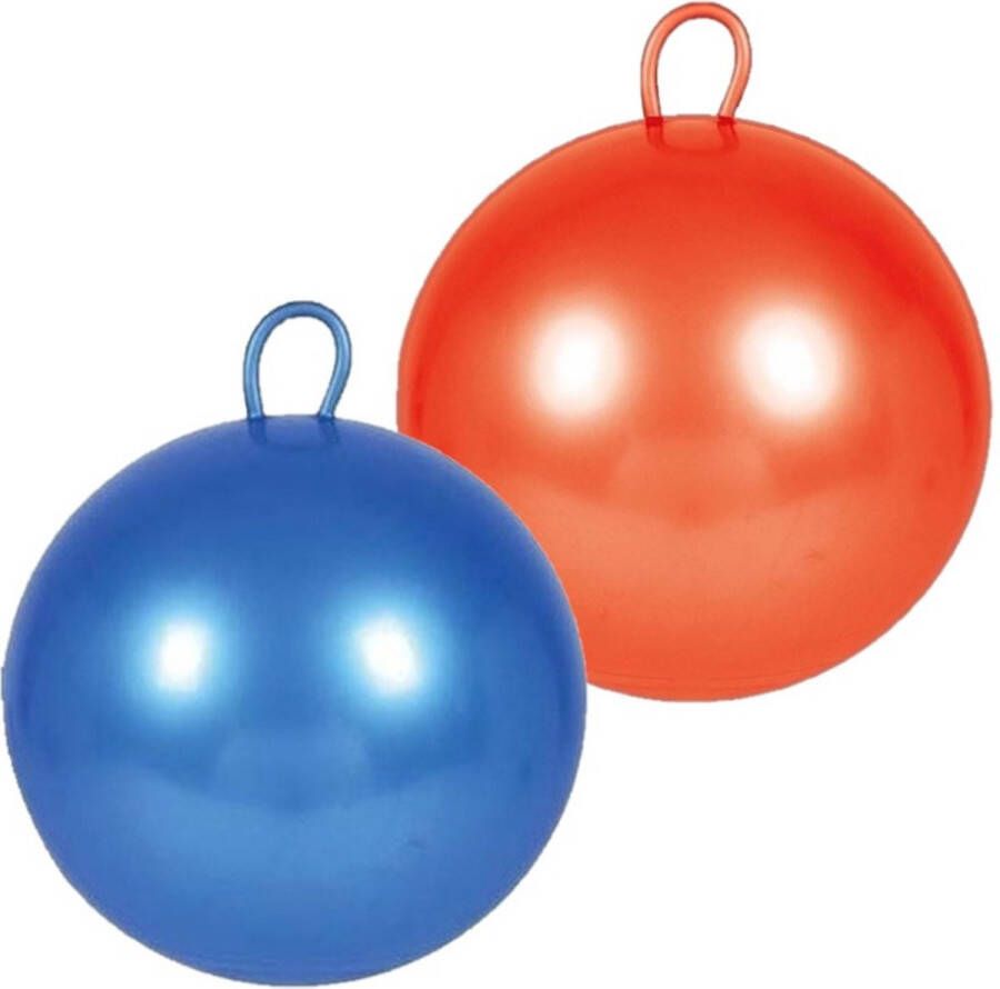2x stuks skippyballen voor kinderen rood blauw 70 cm Zomer buiten speelgoed