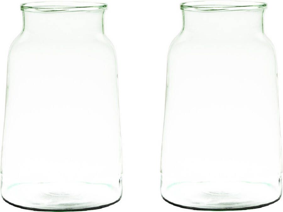 Merkloos Sans marque 2x stuks transparante grijze stijlvolle vaas vazen van gerecycled glas 23 x 19 cm Bloemen boeketten vaas voor binnen gebruik