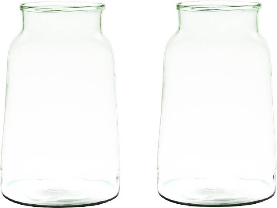 Merkloos Sans marque 2x stuks transparante grijze stijlvolle vaas vazen van gerecycled glas 30 x 23 cm Bloemen boeketten vaas voor binnen gebruik