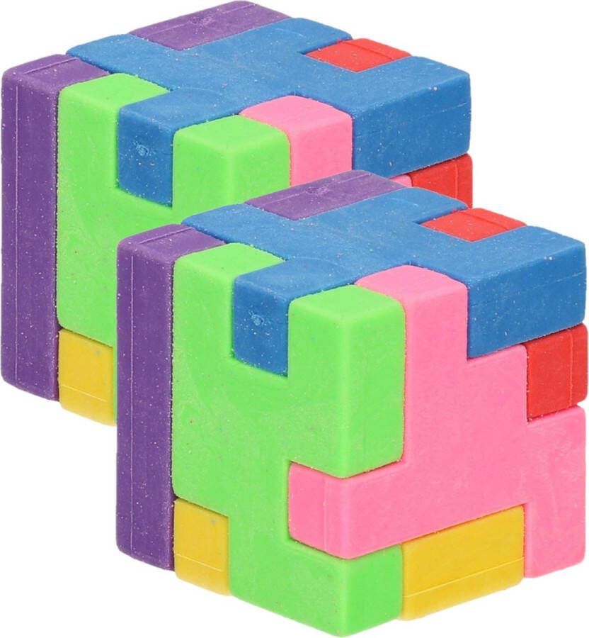 2x stuks voordelige kronkel breinbreker kubus puzzel van 3 x 3 cm Behendigheids spelletjes Uitdeelspeelgoed kinderfeestje