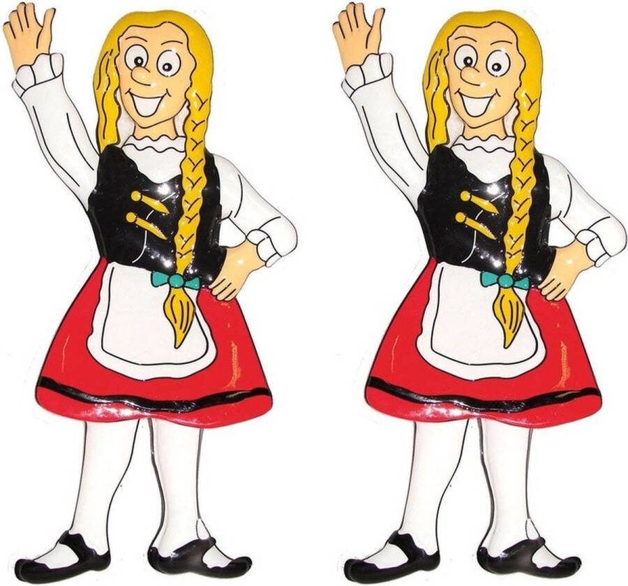 2x stuks wanddecoratie Oktoberfest bierfeest thema Heidi 60 cm Tiroler dame