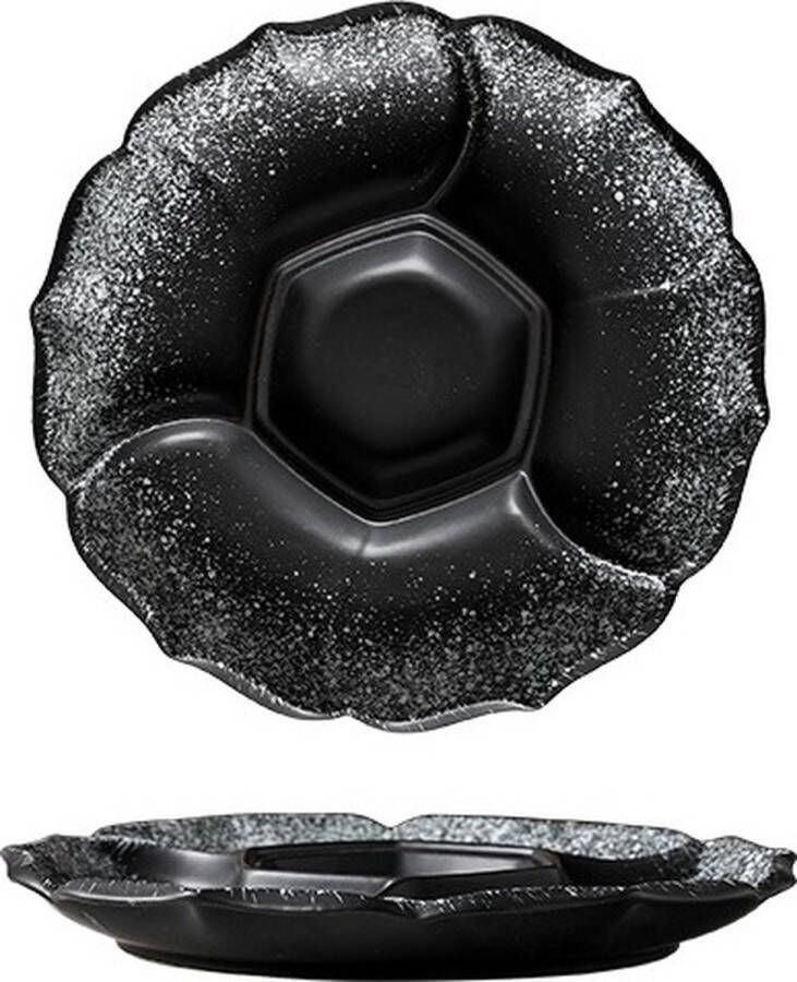 2x Sushi Bord 25cm Servies Set Rond Zwart