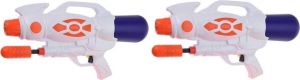2x Waterpistolen waterpistool oranje van 47 cm met pomp kinderspeelgoed waterspeelgoed van kunststof waterpistolen met pomp