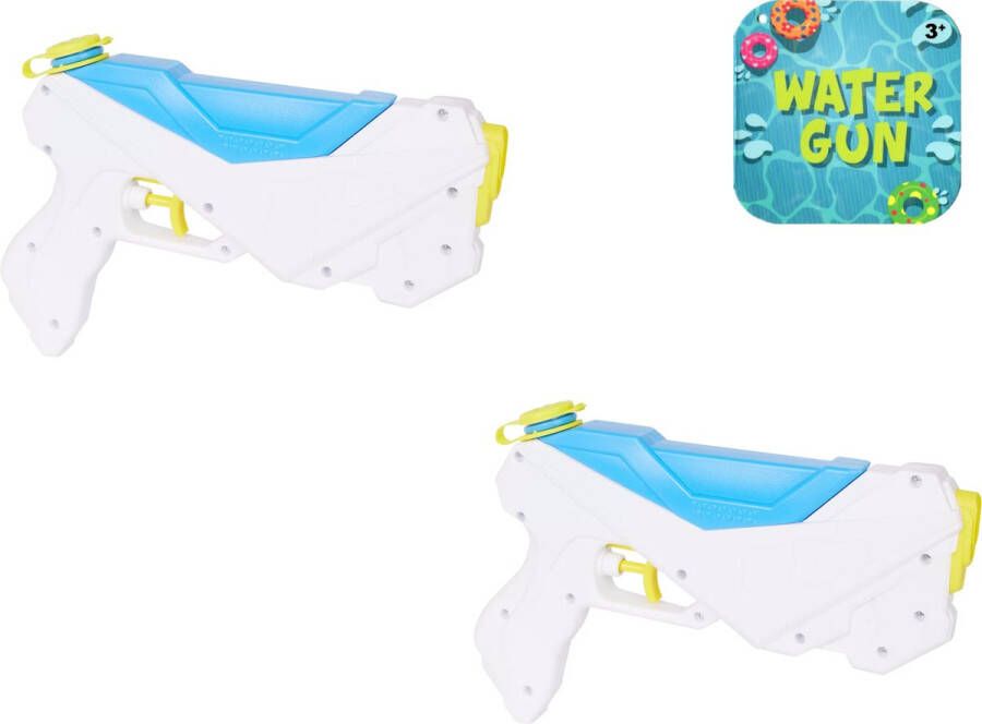 2x Waterpistool waterpistolen Water gun Blauw Wit 23 cm