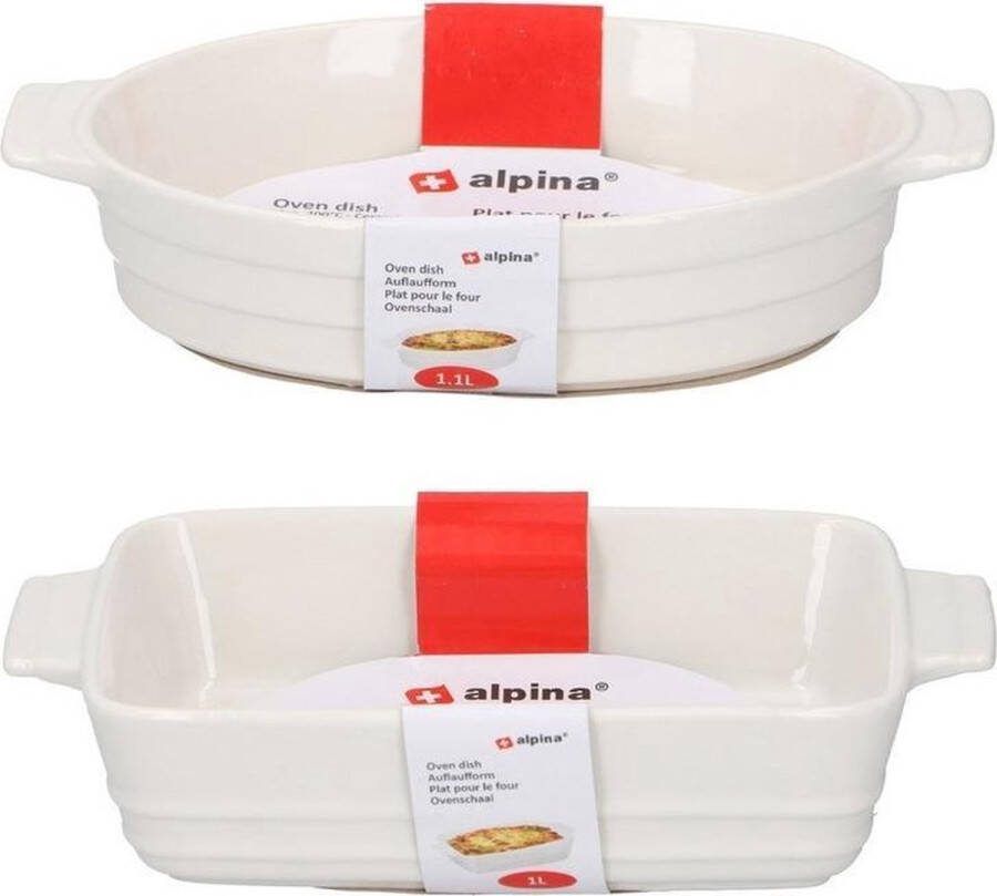 2x witte ovenschalen keramiek 0 6 & 1 liter vaatwasmachinebestedig Braadsledes