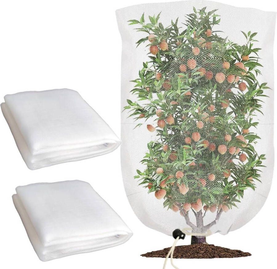 2x3.3ft Tuin Netting Zakken met Trekkoord Bescherming Groente Fruitbomen tegen Insecten Vogels
