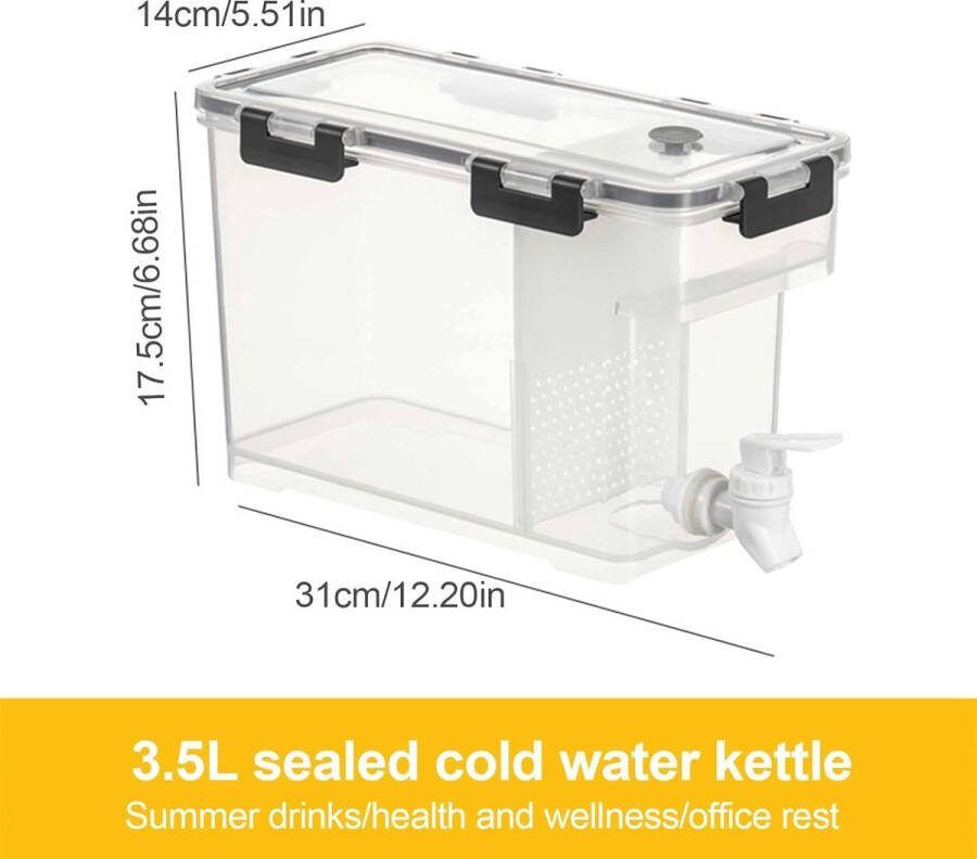 3 5 l kunststof drankdispenser voor koelkast drankdispenser met afneembare filterplaat en kegels fruittheepot limonade voor keuken huis feest bar bruiloft