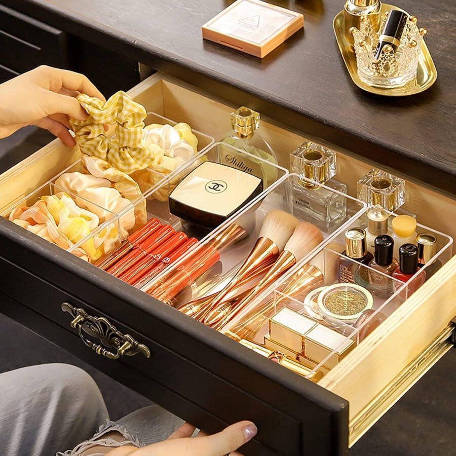 3-Compartiment Acryl Make-up Organizer Cosmetische Opslag Badkamer Sieraden Display Organisator