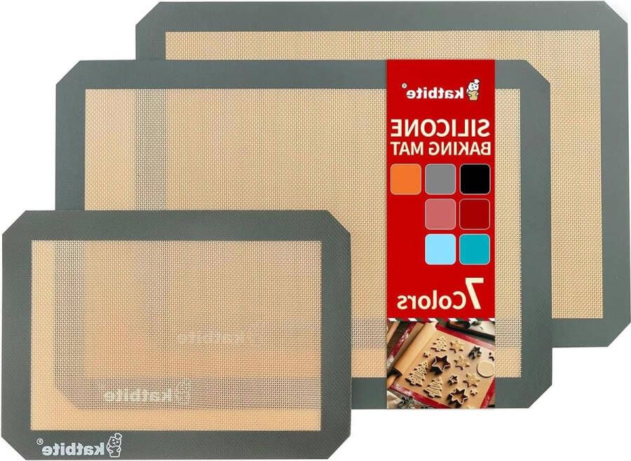 3-delig antiaanbaklaag herbruikbaar bakfolie BPA-vrije bakmat voor brood-macarons-taart-pizza