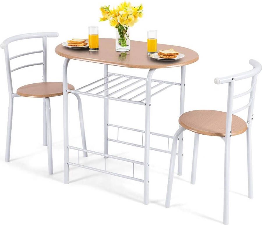 3-delige eetgroep zitgroep met 1 tafel en 2 stoelen eettafelset balkonset van hout houten tafel