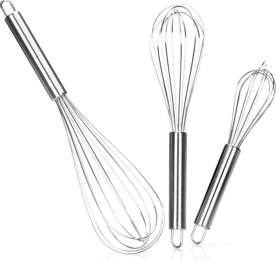 3-delige gardeset handgarde van roestvrij staal ballonvormige garde en verschillende maten (set van 2-3 stuks 31 26 22cm)