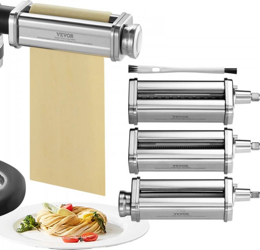 3-delige handmatige pastamachine roestvrij staal roestvrijstalen verse handmatige pastarollermachine Italiaanse platte deegmachine pastamachine inclusief reinigingsborstel voor spaghetti lasagne etc